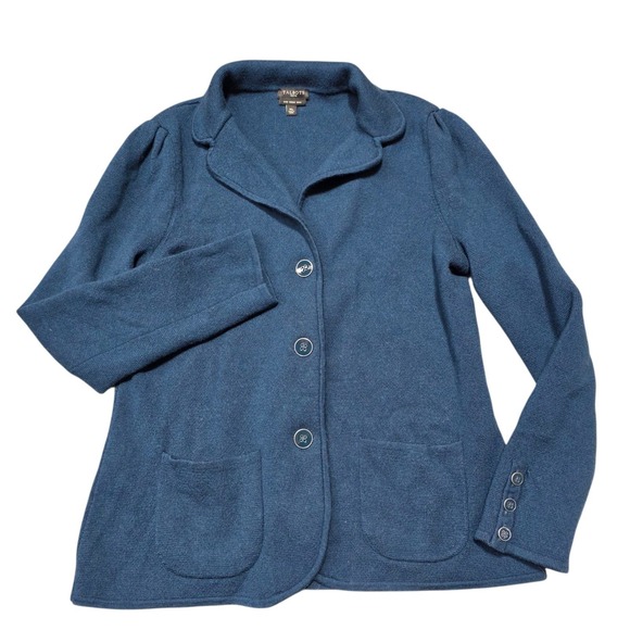 Talbots Petite Merino Wool Cardigan Blazer Sweater Jacket Blue MP Petite - Picture 7 of 7